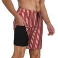 thumbnail image 2 of Fotbe Stripes Red White Traje de Baño para Hombre – Shorts de Natación de Secado Rápido con Forro y Bolsillos-3X-Large, 2 of 6