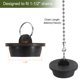 thumbnail image 2 of Tapones de bañera de 2 piezas, tapones de caucho para bañera de 1-1/2" y tapón de desagüe para fregadero de cocina, negro, 2 of 6