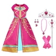 thumbnail image 1 of HAWEE Jasmine Robe de Princesse pour Filles Aladdin Noël Magnifiques Robes Roses Costume de Couronnement Jasmine, 1 of 6