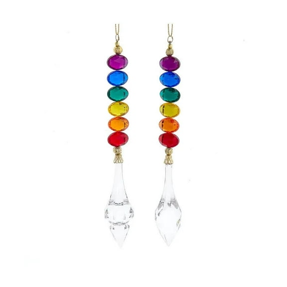Set of 2 RAINBOW DROP Faceted Christmas Ornaments, by Kurt Adler