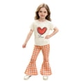 thumbnail image 2 of Amidoa Girls Summer 2 Piece Outfits Floral Cotton Short Sleeve and Casual Shorts Kids Clothing Set Orange Size Orange Size 6, 2 of 5