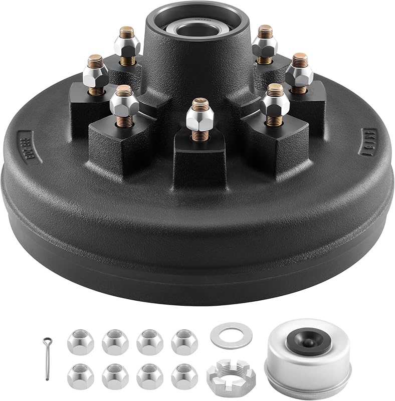 VEVOR Electric Trailer Brake Assembly, 12" x 2", 2 Pairs Self-Adjusting Electric Brakes Kit for 7000 lbs Axle, 5-Hole Mounting, Backing Plates for Braking System Part Replacement (2 Right + 2 Left)