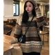thumbnail image 1 of Suéter retro japonés de cuello redondo para mujer, abrigo holgado de manga larga estilo coreano de estilo perezoso para otoño e invierno, 1 of 6