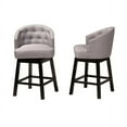 thumbnail image 4 of Baxton Studio Theron Mid-Century Transitional Grey Fabric and Espresso Brown Finished Wood 2-Piece Swivel Counter Stool, 4 of 7