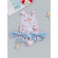 thumbnail image 4 of Bagilaanoe Toddler Baby Girl One-Piece Swimsuit Floral Print Sleeveless Swimwear 18M 24M 3T 4T 5T 6T Kids Summer Ruffle Bathing Suit, 4 of 7