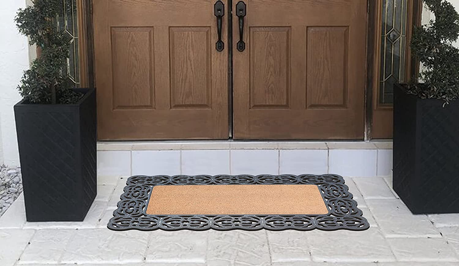 A1HC Natural Coir and Rubber Large Door Mat, 22x48, Thick Durable Doormats for Indoor Outdoor Entrance, Heavy Duty, Thin Profile Door Mat