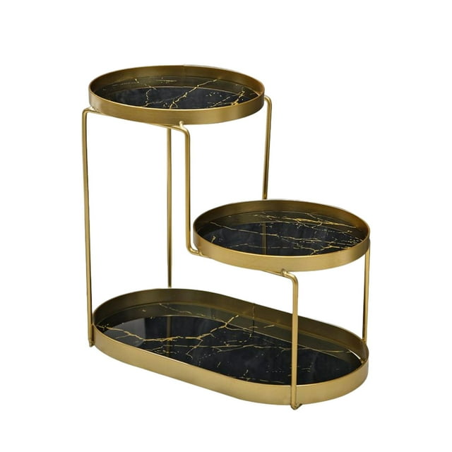 Bandeja de cosméticos para baño con bandeja de extraíble, estante de pie, organizador de Perfume de maquillaje , estante para tocador, Marmoleado negro Sunnimix Bandeja de almacenamiento de baño