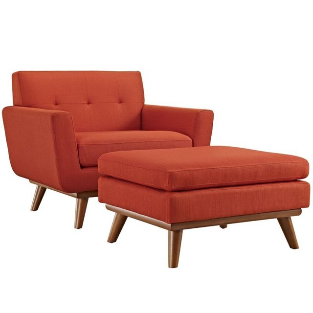 Hawthorne Collection Chaise d'Appoint avec Pouf en Rouge Atomique