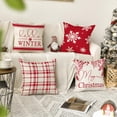 thumbnail image 3 of Sm:)e Merry Christmas Hello Winter Buffalo Plaid Snowflake Red Throw Pillow Cover, 18 x 18 Inch Winter Holiday Cushion Case Decoration for Sofa Couch Set of 4, 3 of 6