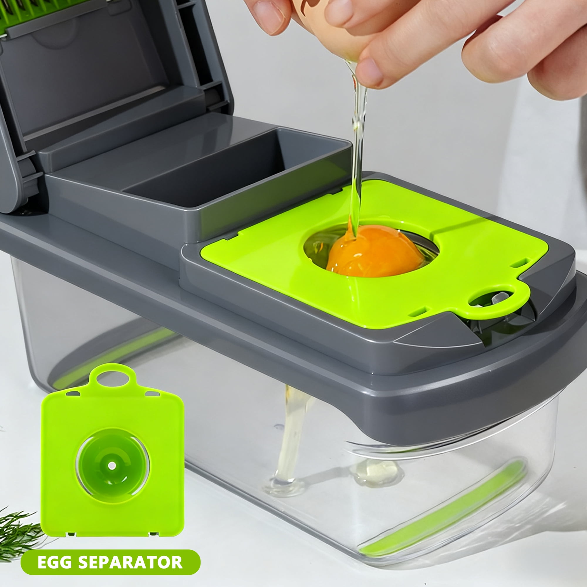 GARITIN Vegetable Chopper with Container, Onion Veggie Food Chopper for Kitchen, Chopped Carrots Potato Slicer Manual Hand, Gray