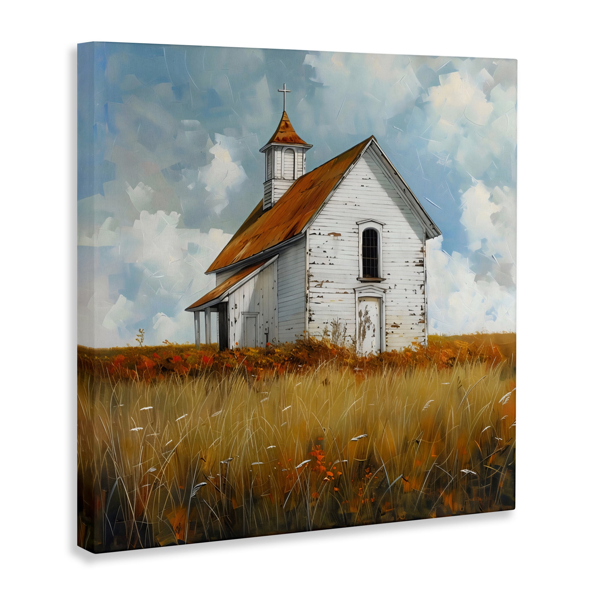 Stupell Industries Rustic Church in Field Canvas Wall Art, design by Creative Studio