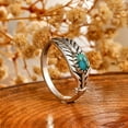 thumbnail image 3 of JQUEEN 925 Sterling Silver Ring Womens Feather Turquoise Rings Stacking Ring Vintage Statement Ring for Women Size 5-9, 3 of 5