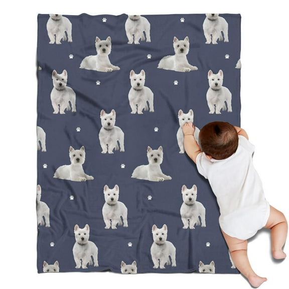 West Highland White Terrier Blanket,Comfortable Soft Lamb Wool Throw Blanket,All Season,Warm Lightweight Blankets for Sofa Bed Couch Living Room Chair,30"x40"