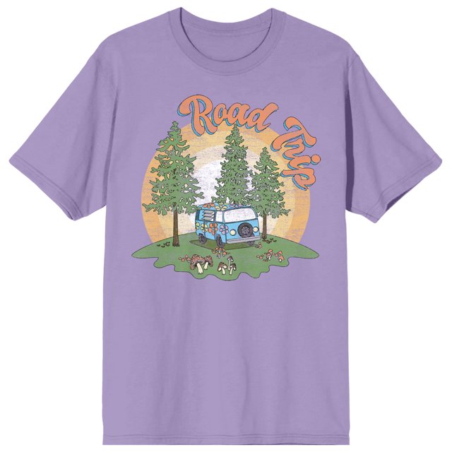 Adventure Society Road Trip Van T-Shirt à Manches Courtes Col Rond Bleu Brouillard pour Hommes-3TG