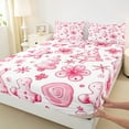 thumbnail image 3 of Manfei Pink Christmas Tree Bed Sheets for Child, Gingerbread Man King Sheets, Kawaii Blossoms Floral Sheet Set, Luxury Bedroom Decor, 4 Pieces, 3 of 7