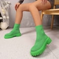 thumbnail image 5 of hopeusnice Round Toe Knit Ankle Boots Women Breathable Chunky Boots for Street Style Green 36, 5 of 8