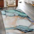 thumbnail image 3 of Rectangle Rug 3x5Ft Teal Blue Gradient Marble Soft Indoor Throw Rugs Carpets for Living Dining Bedroom Kids Room Non-Slip Playroom Crawl Rug Floor Mats Turquoise Abstract Stripes Art, 3 of 9