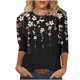 thumbnail image 2 of Fiudx Camisas de Mujer Blusa Holgada con Estampado de Pascua y Cuello Redondo Retro de Manga Tres Cuartos a La Moda para Mujer, 2 of 4
