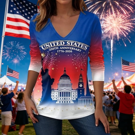 MAIHAN 250th Anniversary Usa Shirt Women American Flag Print 4th Of July Crew Neck T-Shirts Shirt Summer Baggy Tops Plus Size T Shirts for Women