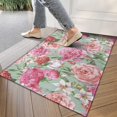 thumbnail image 4 of Pink Flowers Crystal Velvet No Slip Floor Mat, Entryway Doormat Durable Low-Profile Mat Home Decor, Welcome Mats Washable Kitchen Bathroom Laundry Bedroom Living Room Door Mats 30x17in, 4 of 7