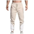 thumbnail image 2 of Ndbuld Sweatpants Athletic Pants Traning Track Pants Joggers for Men Fashion Casual Splice Color Pockets Elastic Waist Binding Leg Full Length Pants Deal for Days Holiday Decor,Beige,3XL, 2 of 6