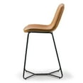 thumbnail image 2 of Tan PU Bar Stool, Modern Barstool 26H (Set of 2), Leather PU Upholstered Stool, Black Base, Bar Stool Pub, Chair Kitchen, Island Counter, Restaurants, Caffee Stool., 2 of 4