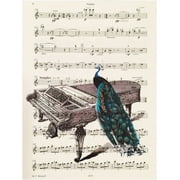 Art N Wordz Peacock Piano Original Music Sheet Pop Art Wall or Desk Art Print Poster