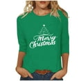 thumbnail image 2 of LEKWK Snowflake Shirts for Women Merry Xmas Crew Neck 3/4 Sleeve Tops Holiday Teacher Shirts Holiday Merry and Bright Sweater Women, 2 of 5