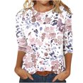 thumbnail image 2 of Fiudx Tops para Mujer Camiseta Estampada a La Moda para Mujer, Blusa de Mangas 3/4, Tops Informales con Cuello Redondo, 2 of 4