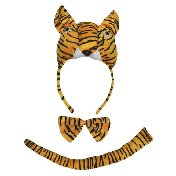 Petitebelle 3D Tiger Headband Bowtie Tail Unisex Children 3pc Costume (Orange, One Size)