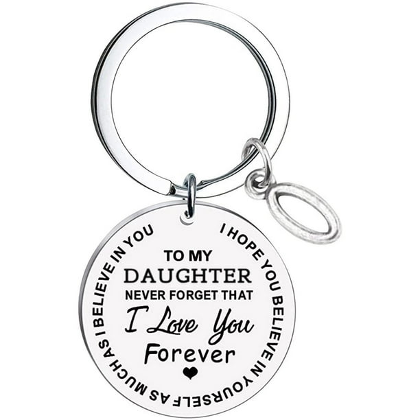 To My Daughter Message Keychain Stainless Steel Initial Last Name 26 ...