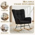 thumbnail image 2 of PAPROOS Modern Teddy Fabric Rocking Chair, Accent Rocker Chair with High Backrest for Nursery, Accent Glider Rocker for Living Room Bedroom Playroom, Black, 2 of 7