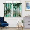 thumbnail image 2 of Marble Kitchen Curtains - Abstract Emerald Green Jade Gold Decor Luxury Stone Texture Modern Short Curtains Drapes for Dining Room Rod Pocket Window Drapes 2 Panels Set, 28"x36", 2 of 5