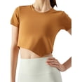 thumbnail image 2 of Opperiaya Hauts de Sport pour Femmes, Manches Courtes Col Rond Asymétrique T-Shirts de Yoga Course, 2 of 8