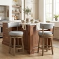 thumbnail image 2 of Gymax 2 PCS Swivel Counter Height Bar Stool Upholstered Barstool w/ Padded Back & Rubber Wood Legs, 2 of 9