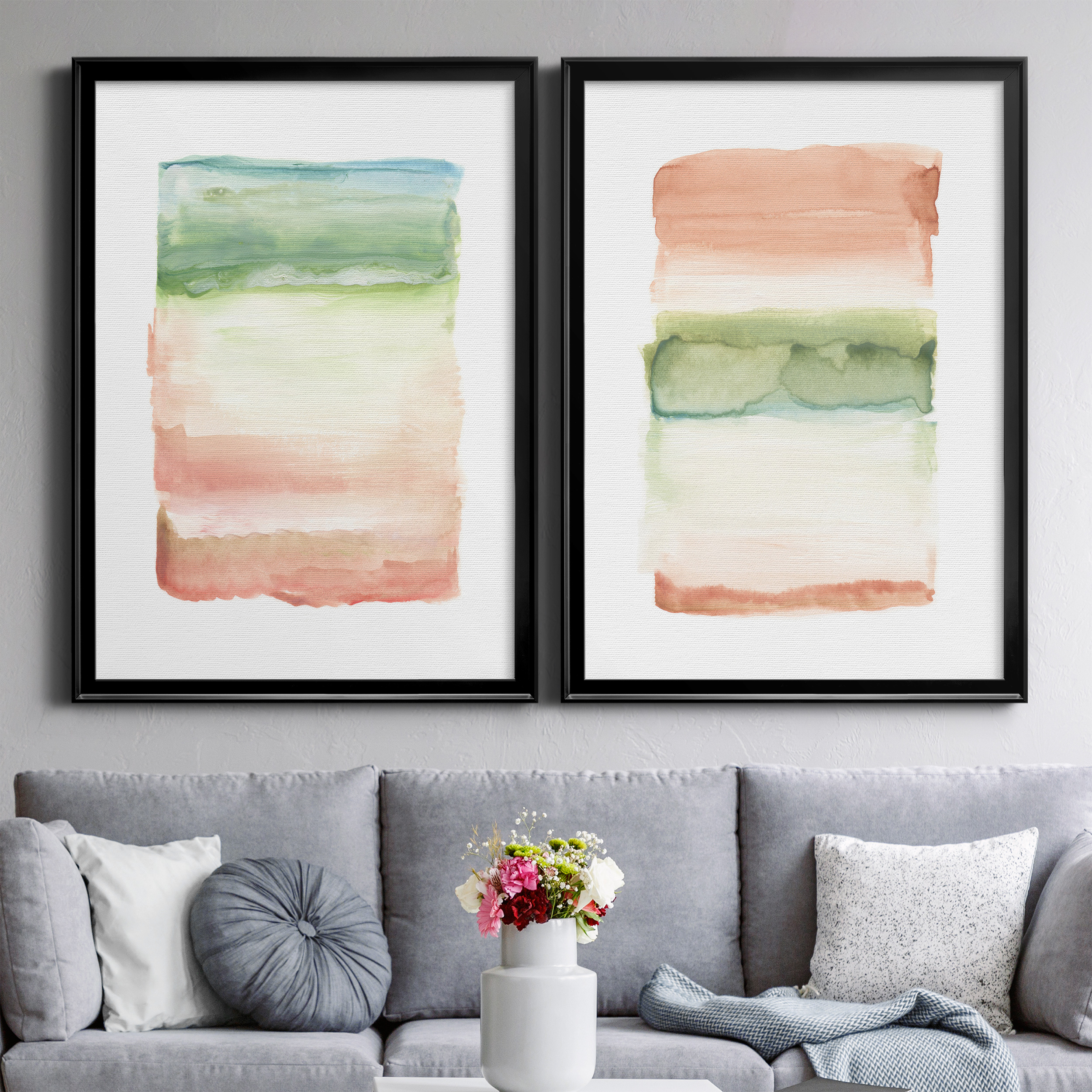 2 Piece Set Skye I Premium Framed Canvas - Ready to Hang - 26.5 x 36.5 Each - Black Frame