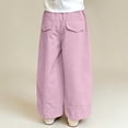 thumbnail image 6 of WPPGONE Little Girls Wide Leg Trousers Lightweight Cotton Loose Fit Baggy Cargo Pants with Pockets Toddler Casual School Fashion Everyday Long Pants, 6 of 6