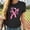 #459-Black, variant on Ladies' Round-neck Breast Printed Short-sleeved T-shirt Top