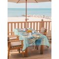 thumbnail image 2 of Outdoor Tablecloths with Umbrella Hole & Zipper, Beach Coastal Teal 54x80 Inch Tablecloth Rectangle, Nautical Shell Starfish Coral Summer Waterproof Table Cloth, Patio/Pool/Picnic Table Covers, 2 of 8