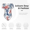 thumbnail image 6 of Rateoe Red Lobster Printed Women Rash Guard Short Sleeve,Tummy control Swimsuit Surfing Swimsuit Bathing Suit Short-sleeved Onesie UPF 50+, 6 of 6