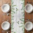thumbnail image 6 of Spring Botanical Table Runner - 60 Inch Long, Kitchen Dining Table Runner Dresser Scarves, Watercolor Leaves Flowers Birds Gray Wood Farmhouse Decor for Coffee Tables Wedding Party Banquet, 6 of 8