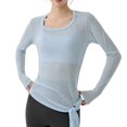 thumbnail image 1 of Camiseta Deportiva de Larga para Mujer, Cuello Redondo, Corte Ajustado, Ideal para Yoga y Otras Actividades Al Aire Libre Azul L, 1 of 8
