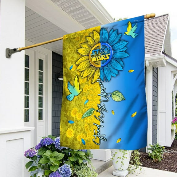 Flagwix Ukraine Sunflower Flag Stand With  Ukraine Support  Ukraine MLH2277F Ukraine Flags, Indoor Outdoor Decoration - House Flag (29.5" x 39.5")