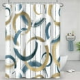thumbnail image 2 of Abstract Geometric Shower Curtains Blue Brown Circle Round Pattern Polyester Fabric Bath Curtains Waterproof for Modern Bathroom Decor Set with Hooks 72"W x 78"L (Pack of 1), 2 of 6