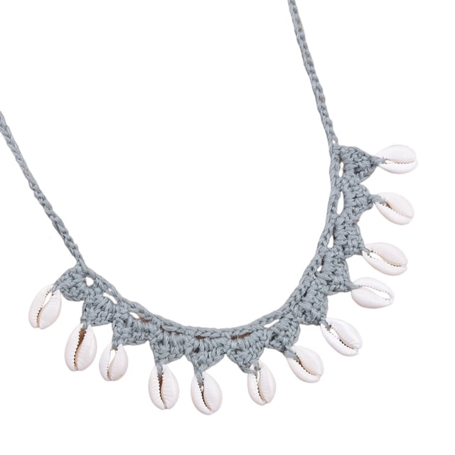 Kkkded Collier Coquillage Ultraléger Fait Main Collier Crochet - Tout - Assorti, Facile - Ras du Cou pour Femmes