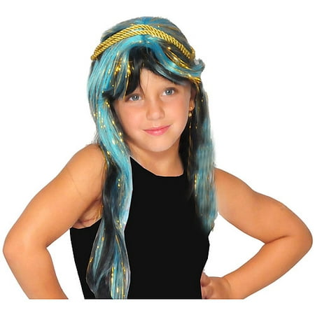 Monster High Blue and Gold Cleo De Nile Wig Child Girl Halloween Accessory