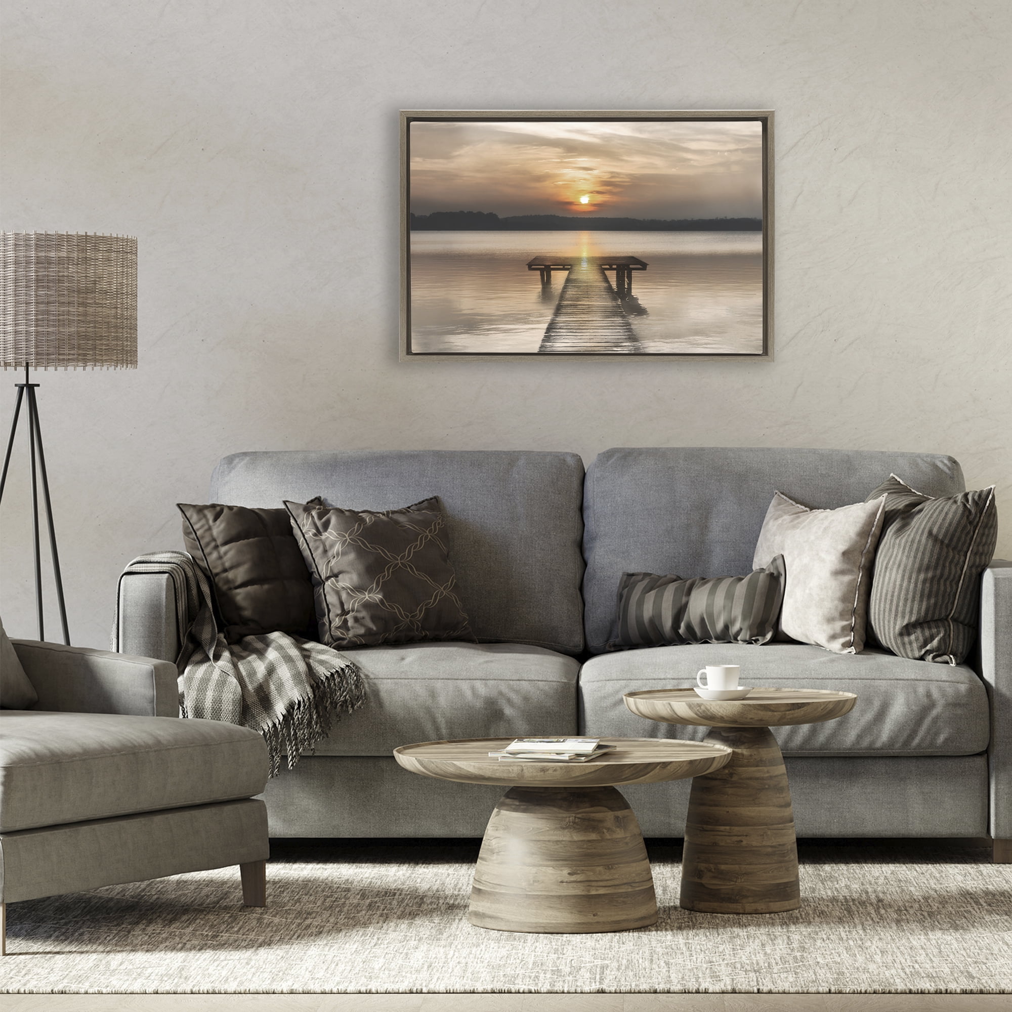 Stupell Industries Centric Reflective Sunrise Brown Framed Floater Canvas Wall Art, design by Irene Weisz