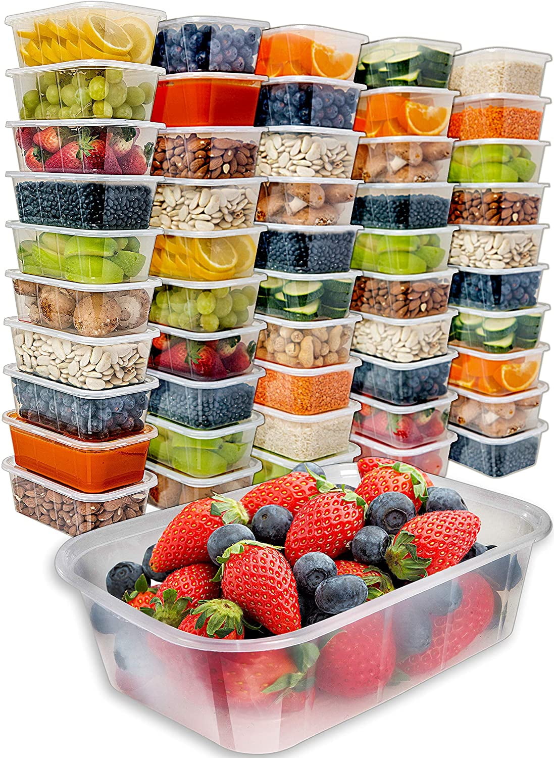 Food Storage Containers with Lids Reusable 50 Pack Microwavable Deli Meal Prep 