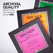 ARCHES® Aquarelle Watercolor Paper Pad, Rough, Natural White, 140 lb (300 gsm), Glue Binding, 12 Sheet, 9x12 in, 1 Count