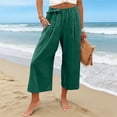 thumbnail image 2 of Women's High Waisted Cropped Wide Leg Pants Summer Loose Travel Work, 2 of 9